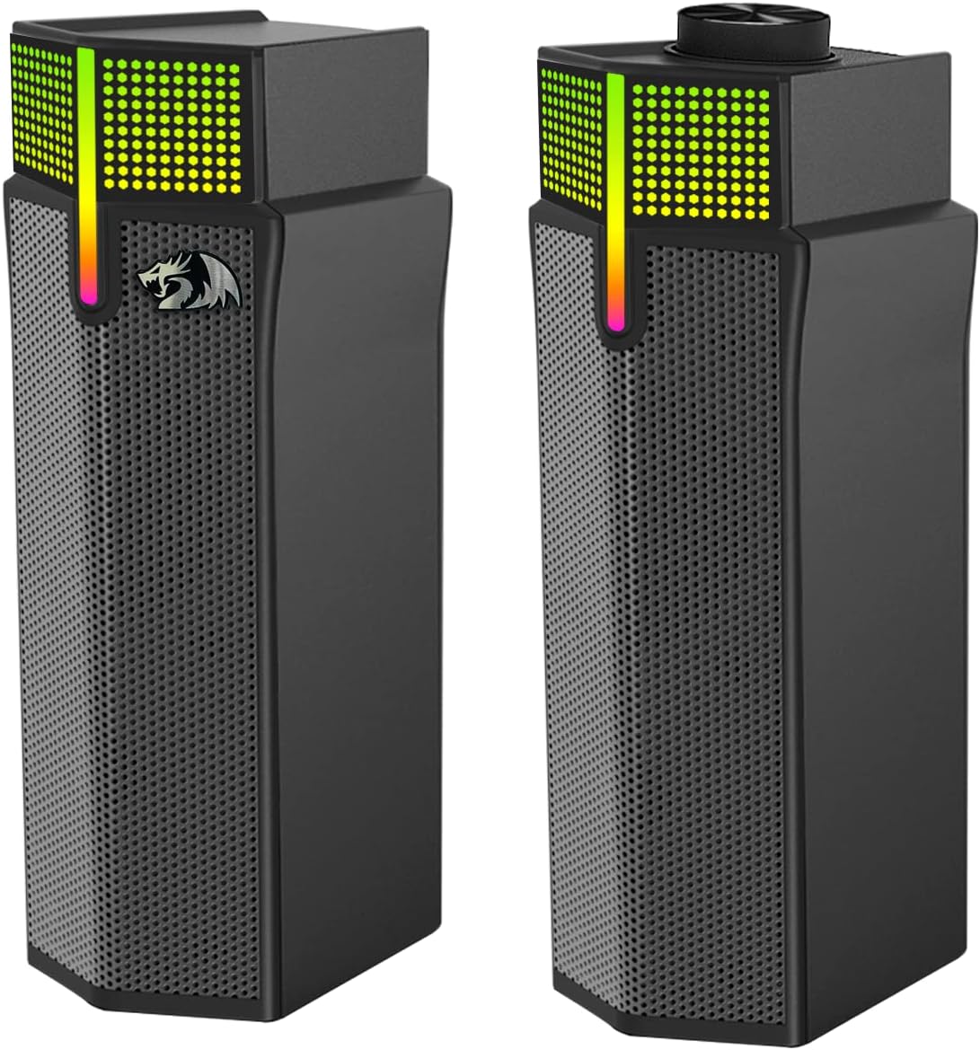 Redragon GS511 Yorick Wireless RGB Desktop Speakers, 2.0 PC Gaming Soundbar w/BT 5.0/USB Mode, Dual-Play Design, Max 6Wx2 Output, Rich Stereo Sound and Bass, RGB Backlight & All-in-one Control, USB Powered Redragon GS511 Yorick Wireless RGB Desktop Speakers, 2.0 PC Gaming Soundbar w/BT 5.0/USB Mode, Dual-Play Design, Max 6Wx2 Output, Rich Stereo Sound and Bass, RGB Backlight & All-in-one Control, USB Powered